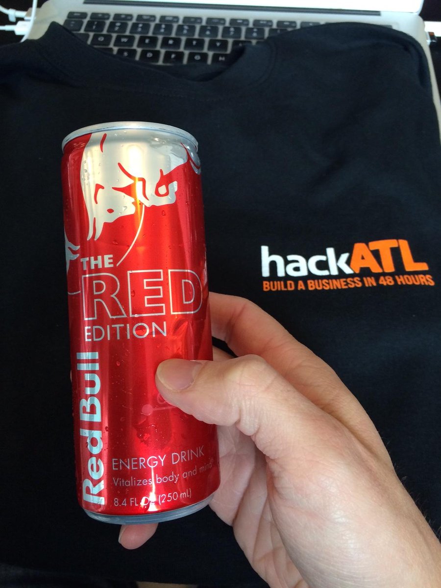 creativemomentu's tweet image. Thanks for the Cranberry Redbull! via @RedBull #HackATL #startup #entrepreneur