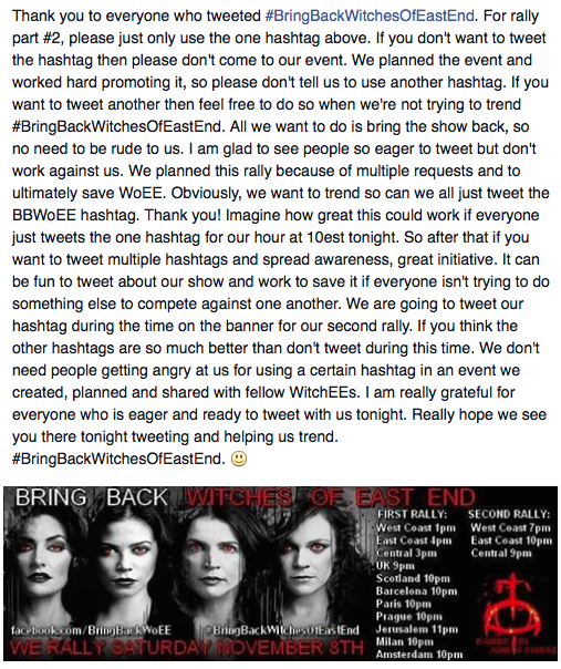 Renew_Ringer's tweet photo. WitchEEs we'll b tweetin #BringBackWitchesOfEastEnd & NOT #RenewWitchesOfEastEnd or #SaveWitchesofEastEnd. Lets unite http://t.co/ZicK9hkpxe