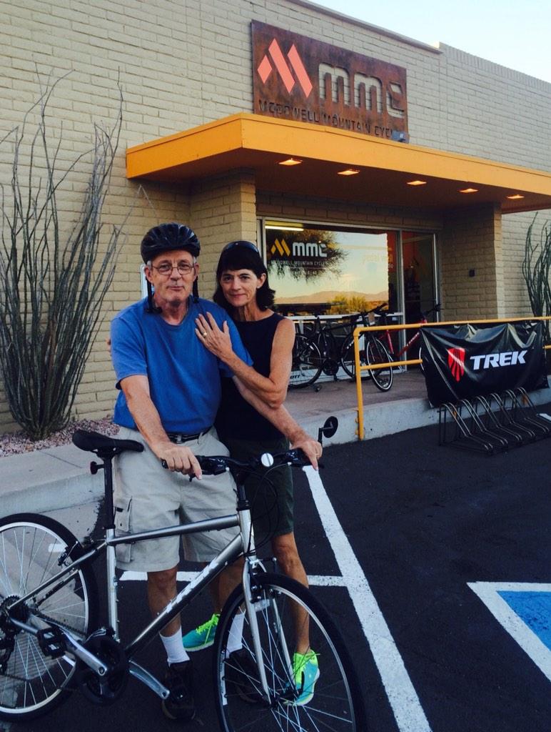 RideMMC's tweet photo. Bill and Sue with Bill's new and shiny bike. #trekbikes http://t.co/fGGltlregt