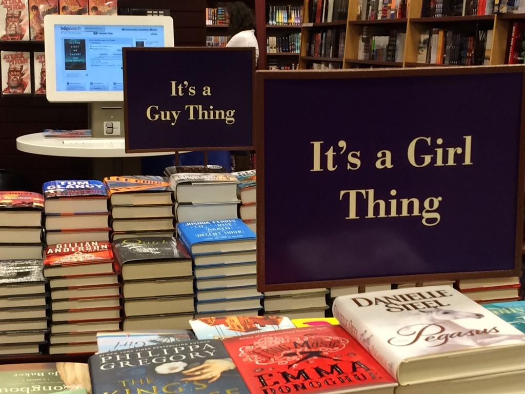 Gender stereotyping in the bookstore. Makes me a little sad. <a href="/chaptersindigo/">Indigo</a>