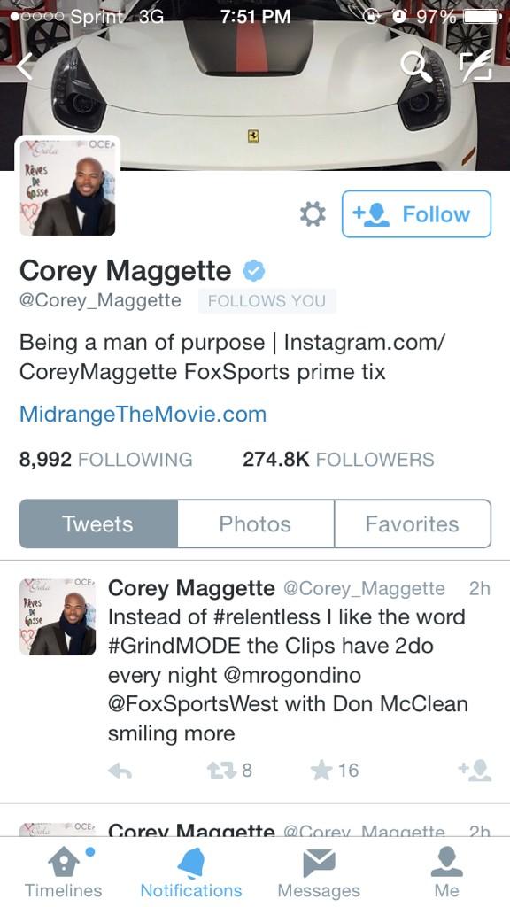 whosteeno_'s tweet image. Aye moe Corey Maggette just followed me. #SuperRandom S/O to him though.