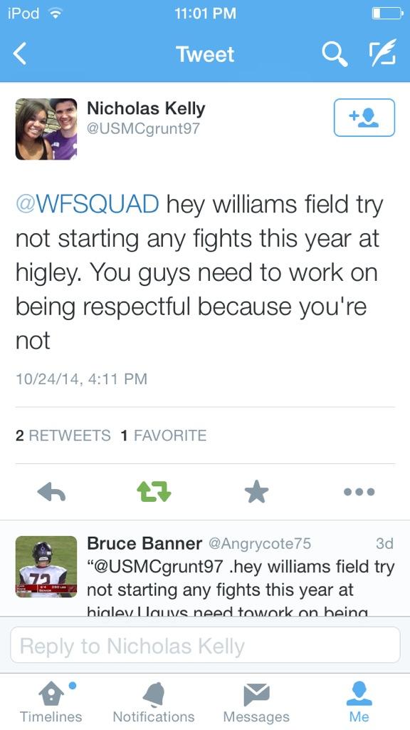 WFSQUAD's tweet photo. Lol @USMCgrunt97 talks crap and then thinks were the ones that start the trouble haha tf😂😂 http://t.co/MULpzc2Vwe