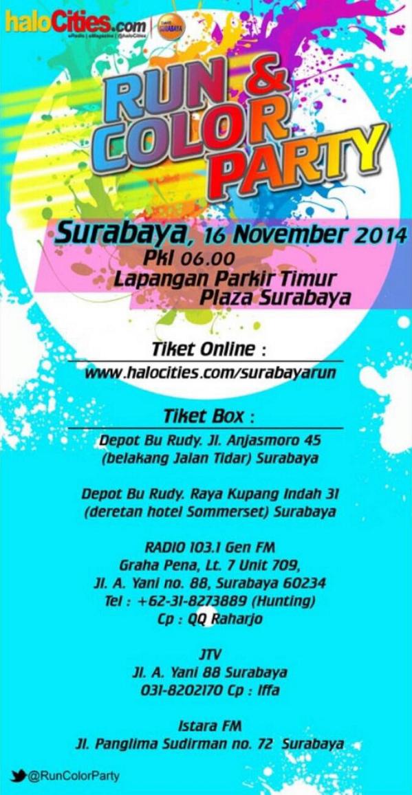 eventsurabaya's tweet photo. Ayo ikutan event lovers -> #SBYRunColorParty @RunColorParty http://t.co/WmAc7wcG2Z