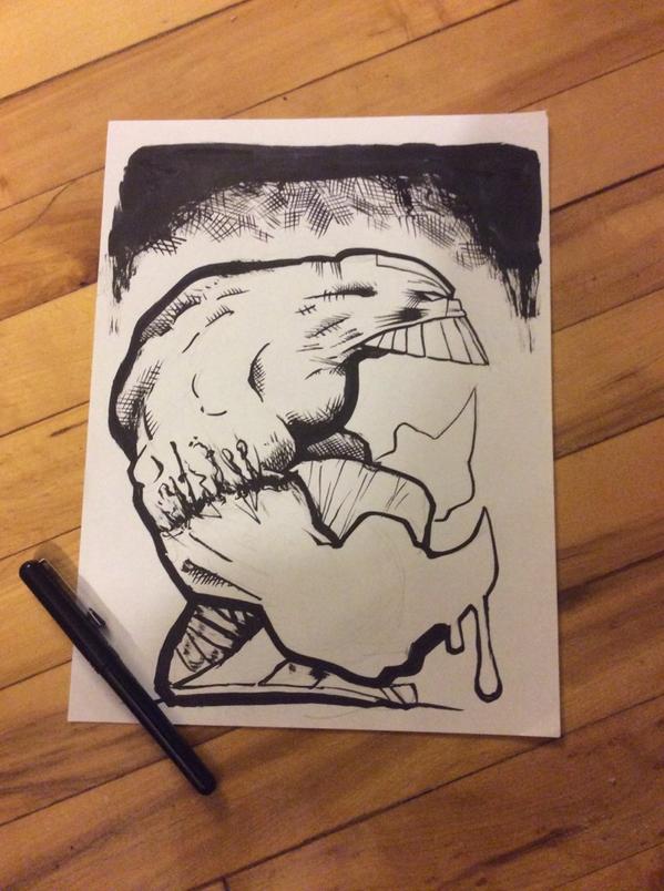 Tweet_S_Downie's tweet photo. A quickie for #inktober day 27. The Maxx. Last comic I ever really followed. #messyink #hatching #datingmyself http://t.co/gEmFddJfOd
