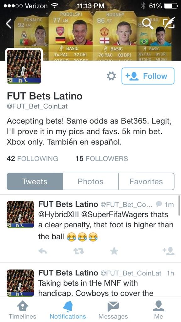 InMeMumsCar_'s tweet photo. Report this scammer @FUT_Bet_CoinLat scammed 15k on a TRUST BET! http://t.co/Qz9djuXYLS