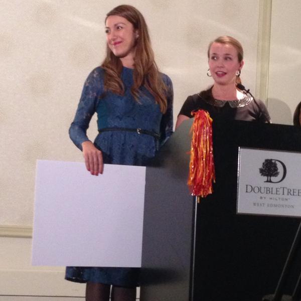 EPSFoundation's tweet photo. Jelena and Klarrisa @kingswaymall announce @fierceawards finalist Carrie Kohan. Congrats! #fierce @PrincetonEPSB #yeg http://t.co/IV1eQIZwSa