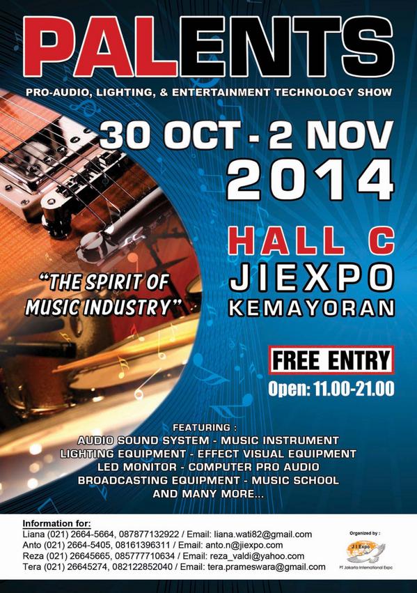<a href="/jakguitarfest/">Jakarta Guitar Fest</a>  #PALENTS Pameran alat2 musik dan instrumen tgl 30 Okt- 2 Nov di Hall C @JIExpo .Buka 11.00-21.00 FREE