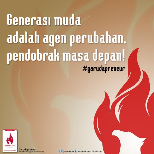 bukugpu's tweet photo. "Generasi muda adl agen perubahan, pendobrak masa depan." ~ Selamat Hari #SumpahPemuda tweeps 😊✊ via @garudapreneur http://t.co/avsb1uhajq