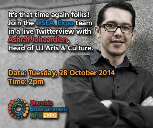 UJArts_Culture's tweet photo. Catch UJ Arts &amp; Culture's @iashrafj's live twitterview at 14h00 about The Business of the Arts #SEALiveChat @SEA_expo http://t.co/CjKiKgnHcY