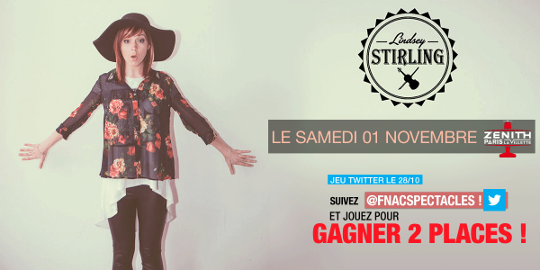 fnacspectacles's tweet photo. #JeuFS Gagnez 2 PLACES @LindseyStirling @Zenith_Paris [01.11] http://t.co/KgwXrC9s2d
➡Follow+RT av 00h #ShatterMeTour http://t.co/zqsPp9eZMe