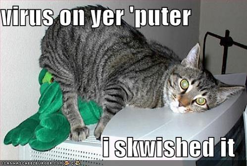 cyber_secure_it's tweet photo. good kitty- get rid of virus!security awareness month winding down! #ba http://t.co/gLCQWGojOU