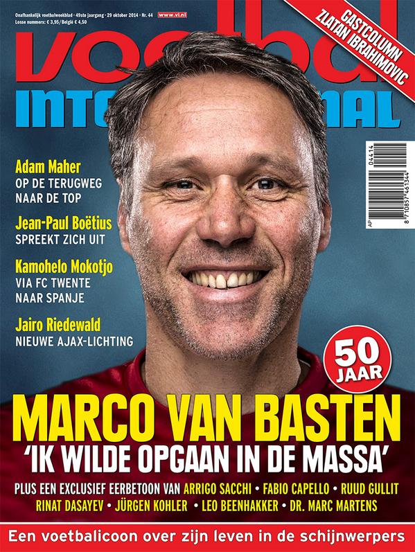VI_nl's tweet photo. Vrijdag wordt Marco van Basten 50. In de nieuwe VI een fraai eerbetoon aan Nederlands beste aanvaller ooit! #mvb50 http://t.co/QsOa3PAQ6y