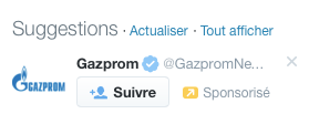 les_internettes's tweet photo. twitter qui me suggère de suivre Gazprom. voilà voilà. http://t.co/N8soB89hkz