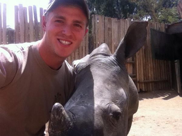 Love working with these African beasts! Been bonding with my boy Tyson here at Care For Wild Africa. #SaveTheRhinos