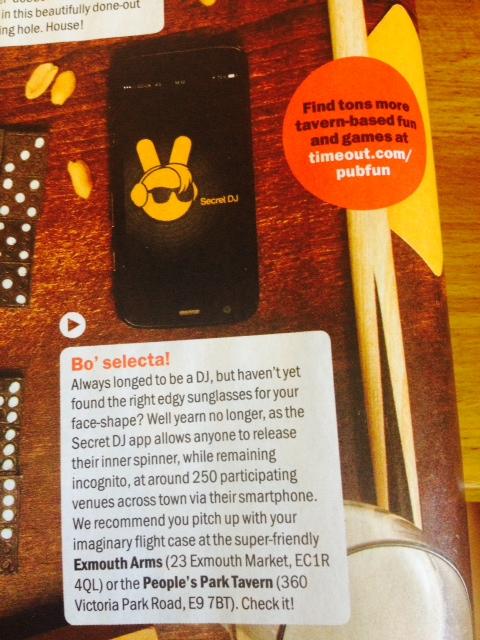secretdj's tweet photo. Nice mention @TimeOutLondon today @peoplestavern @ExmouthArms
Get #jukeboxing
#everybodywantstobeadj http://t.co/jbMIegmiUJ