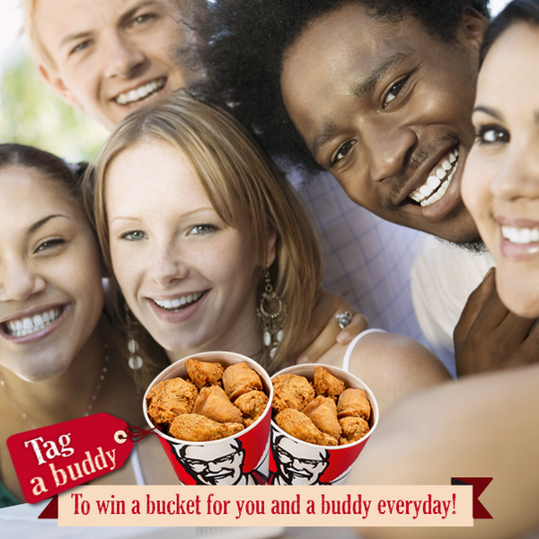 KFCSA's tweet photo. Tag a buddy &amp; motivate why they need a KFC bucket! You both stand the chance to WIN each &amp; every day! #KFCTagABuddy http://t.co/D0mUttJNyf