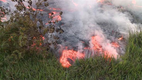 NBCNightlyNews's tweet photo. Lava flow inches closer to homes on Hawaii's Big Island http://t.co/VdVhPZNDLB http://t.co/zAR3FYbBxL