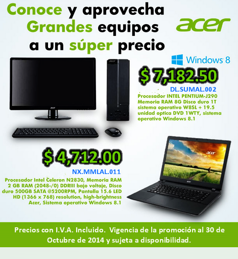IB5_SA_CV's tweet photo. #NoEsPorPresionartePero Quedan muy pocos días para que adquieras esta super promoción que #IB5 y #Acer tienen para ti http://t.co/ZcKuCYMWXe
