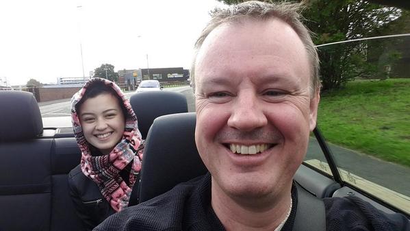 nigelryder's tweet photo. Kim giving me lessons on how to drive. And navigate. And take selfies at the same time. She's good! http://t.co/9HYaD5BTnn