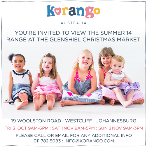 KorangoSA's tweet photo. You're invited to view the Summer 14 range at the Glenshiel Christmas Market this weekend. http://t.co/v4qrtg9tqr