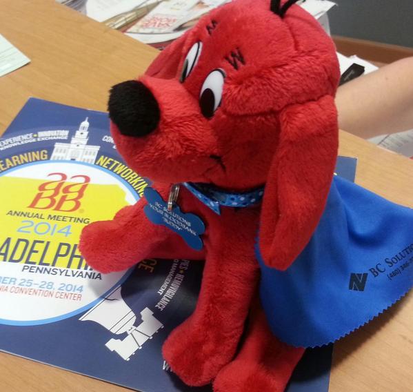 BCSolutionsAZ's tweet photo. "Buddy " learned so much at #AABB14 he is feeling Super! Have a great last day! #bloodbanksuperheros http://t.co/FUVzwXubkL