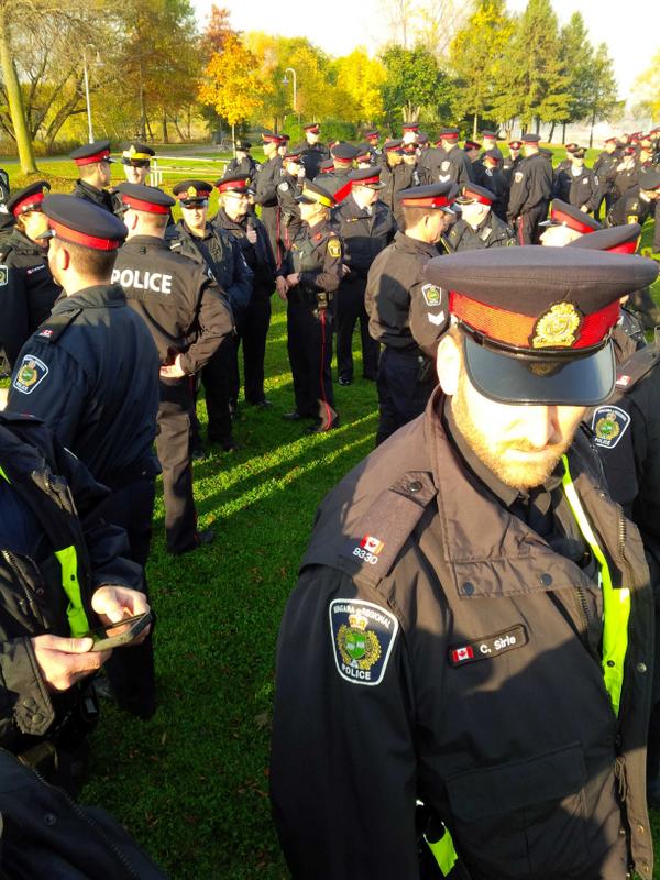 NiagRegPolice's tweet photo. . @NiagRegPolice forming up with other Services and military for Cpl. Cirillo's funeral http://t.co/eaGISFyMsL