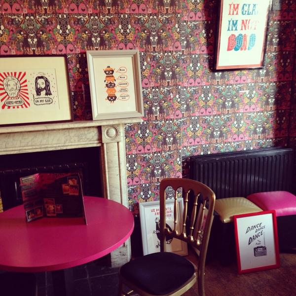 New #exhibition from the über talented <a href="/mrbowerillo/">paulbower</a> going up on the <a href="/HotelPelirocco/">Hotel Pelirocco</a> walls right now