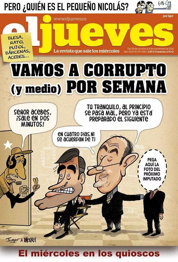 Abbiad86's tweet photo. GRAN PORTADA de @eljueves para este miercoles!
#CorrupciónEnEspaña http://t.co/lLytRuJ9RX