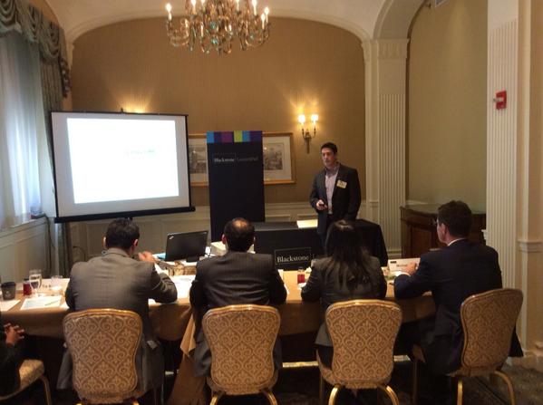 Walker Milhoan, Ranchlogs MT pitching to Blackstone LaunchPad Judges at Demo Day #BXDemoDay@umtLaunchpad @paulgladen