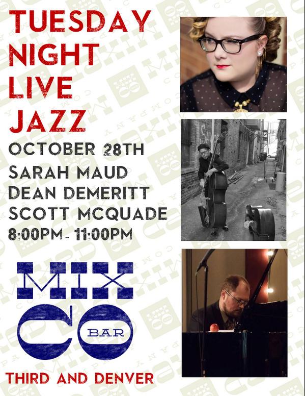 mixcotulsa's tweet photo. #Livejazz tonight at @mixcotulsa. Great trio tonight of Sarah Maud, Dean DeMerritt, &amp; Scott McQuade! 8pm-11pm! #jazz http://t.co/FUYHcTYkwD
