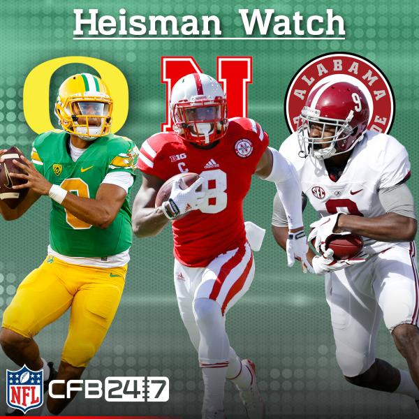 NFL's tweet photo. Heisman Watch (via @NFL_CFB):

1. Mariota
2. Prescott
3. Abdullah
4-10. [http://t.co/QbPBYwmI5C] http://t.co/F1QGC6hdPz