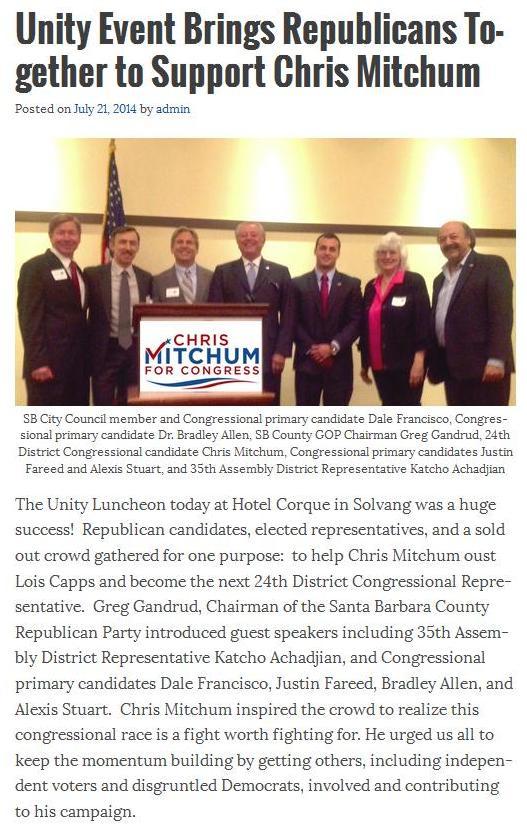 Stuart4Congress's tweet image. Please VOTE for Chris Mitchum for Congress! Time for Lois Capps to retire!  #MitchumCA24