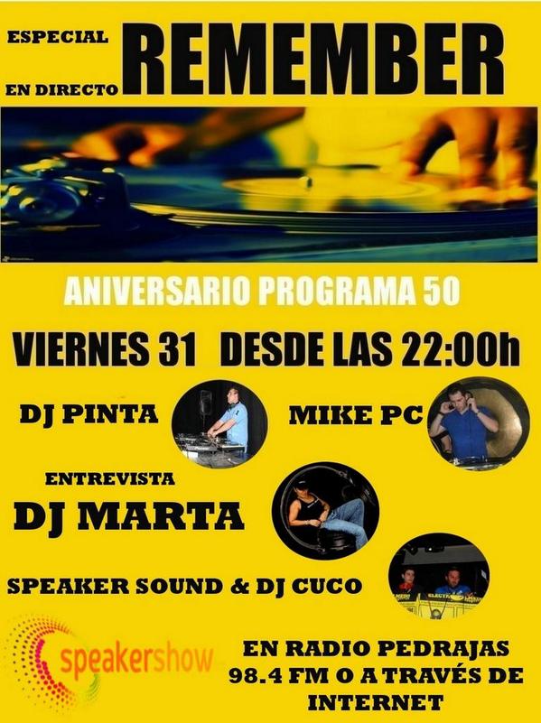 SpeakerShowFm's tweet photo. Os recordamos que este viernes, @DjMartaRadical @SpeakerShowFm @cucojunior @deejaypinta @eltiomikeee @RadioPedrajas http://t.co/aTPp3J9K6u