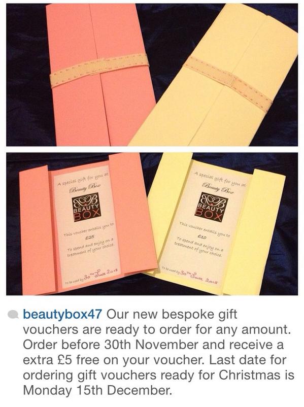 47BeautyBox's tweet photo. Taking orders for gift vouchers now treat that special someone this Christmas #iloveHD http://t.co/sIF6EExTJ6
