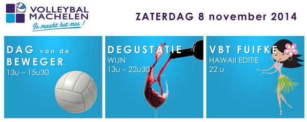 MachelenVolley's tweet photo. Zaterdag 8 november worden alle registers opengetrokken om u een top weekend te bezorgen. U bent er toch ook bij? http://t.co/kGxtB9ejmK