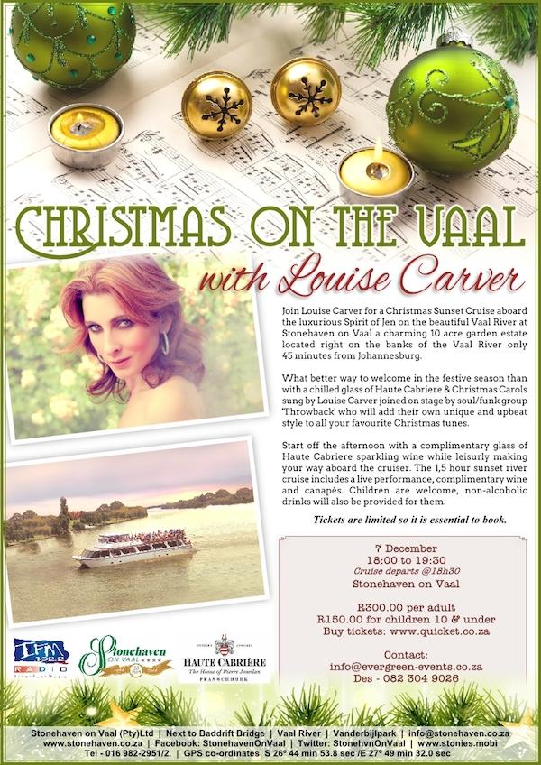 StonehvnOnVaal's tweet photo. Christmas Sunset Cruise on the Vaal with @louisecarver - 7 Dec 2014. Book tickets on http://t.co/dLQiCknOYk http://t.co/nKMVdf5iom