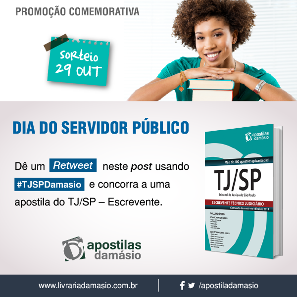 cursodamasio's tweet photo. Quer concorrer a uma Apostila Escrevente do TJ/SP? Dê um RT neste post usando a #TJSPDAMASIO. Participe! http://t.co/PFa0BTQQmE