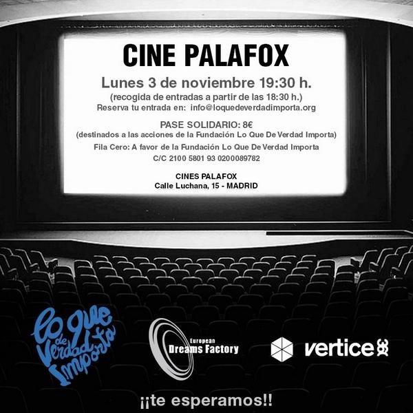 VASolidario's tweet photo. Llega al cine Palafox el preestreno solidario de "Espacio Interior" no os lo perdáis el próximo Lunes 3 de Noviembre http://t.co/eHrvWz3G2V