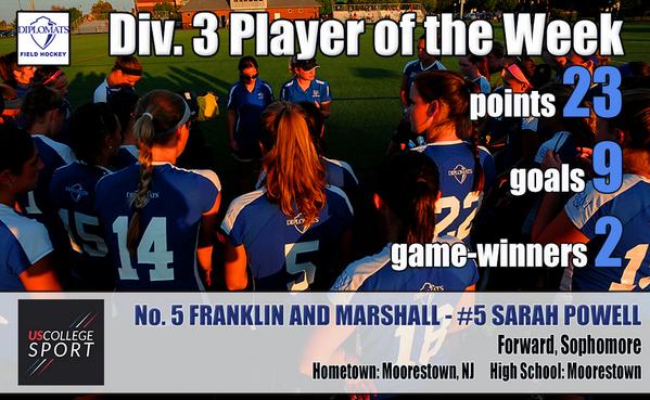 US_CollegeSport's tweet photo. Our Div. 3 #FieldHockey POTW is @FnMFieldHockey's Sarah Powell! Check out our profile: http://t.co/ZWQcS61IxD http://t.co/3G7kmdflxV