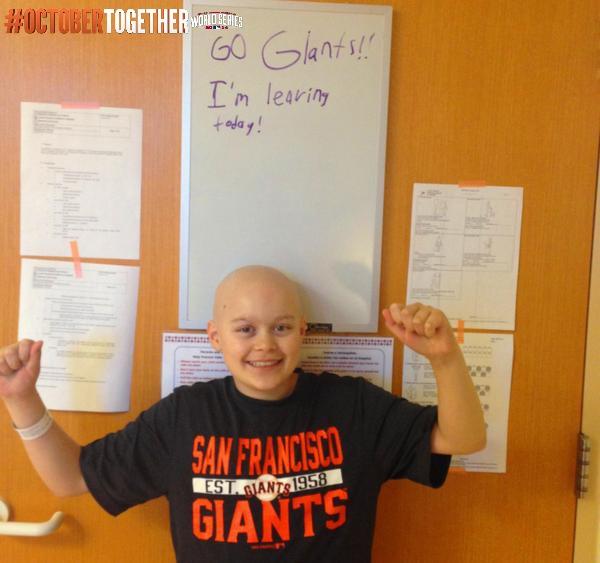 SFGiants's tweet image. Congrats Nicholas on getting discharged just in time for Game 6.  That smile = HR

#OctoberTogether @StanfordChild