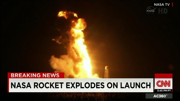 AC360's tweet photo. What went wrong when a NASA unmanned rocket exploded on launch? @milesobrien joins @andersoncooper. #AC360 @CNN http://t.co/jtORgaAllT