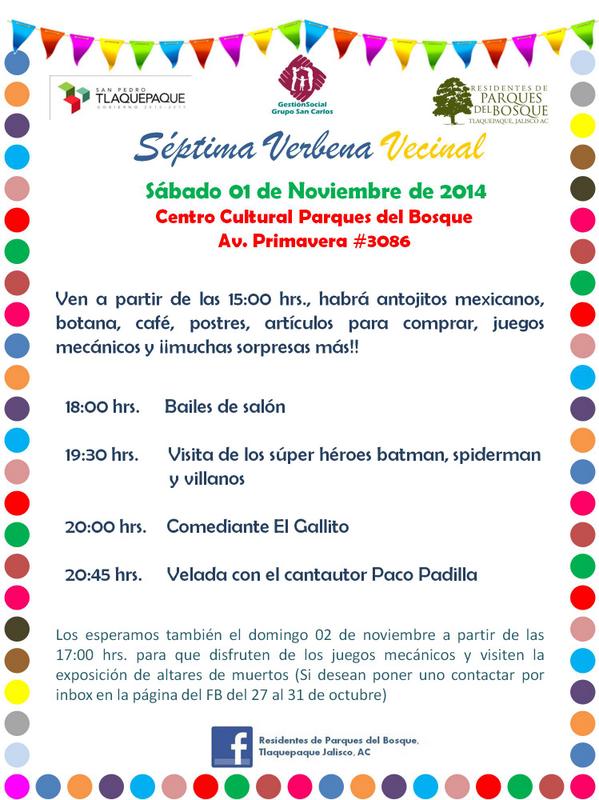 Res_Parques's tweet image. Nos complace el invitarlos a nuestra 7ma Verbena Vecinal. En esta ocasión se llevará a cabo en el Centro Cultural.
