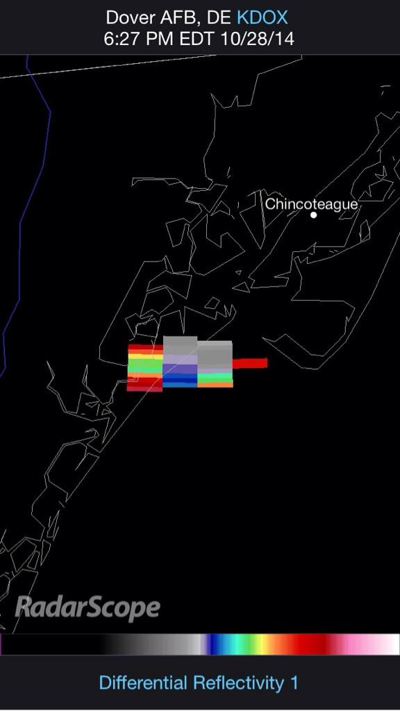 RyanBretonWX's tweet photo. Explosion of #Antares appearing on NWS Dover, DE Doppler Radar - including Dual Pol products. http://t.co/1XB8EzBPKN
