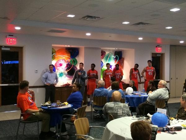 UTAMAVS's tweet photo. It's the men's turn at the Maverick Madness tip-off reception! Mav madness coming up at 6:30! http://t.co/3UcqZ8FLud