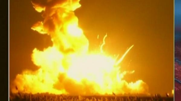 cnni's tweet photo. Watch the moment an unmanned NASA rocket explodes, seconds after launch. http://t.co/YpmthjmUBv http://t.co/qQAPrlxmbV