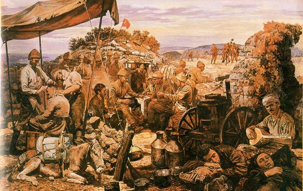 DavidWDoughty's tweet image. #WW1 #Turkey Painting: Daily life in #Turkish #trenches in #Gallipoli. - ddoughty.com