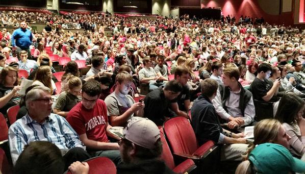 VeritasIU's tweet photo. Big night tonight at @IUAuditorium ! Filling up! #VeritasIU http://t.co/EaAlW2DRYl