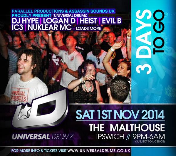 UniversalDrumz's tweet photo. Hype / IC3 / Logan D / Evil B / Azza / Nuklear MC / Miss Represent / Barrington + Loads More over 2 Rooms :) http://t.co/iYUjQqgpHW