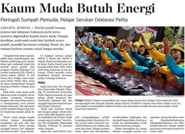 Yuhuuuuu, ini dia nih keseruan #SumpahMuDA &amp; Deklarasi Pelita di SMAN 6 Depok kemarin :D #BacaKompas cc: <a href="/Sassix_/">SAMAN SMAN 6 Depok</a>
