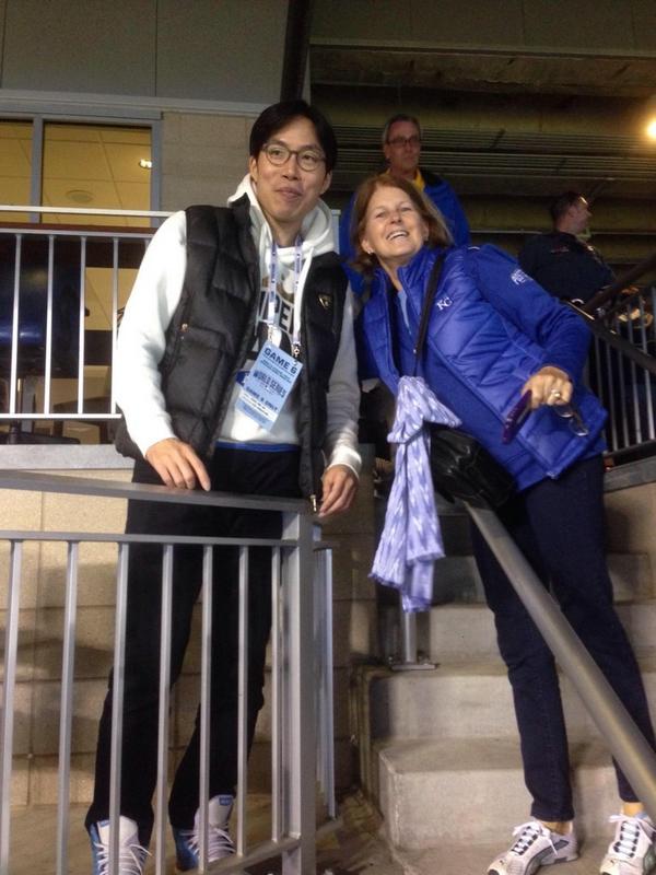emdub792's tweet photo. Royals are winning and my mom got a pic with @Koreanfan_KC ! What could be better? http://t.co/M9ZuwfAl0T